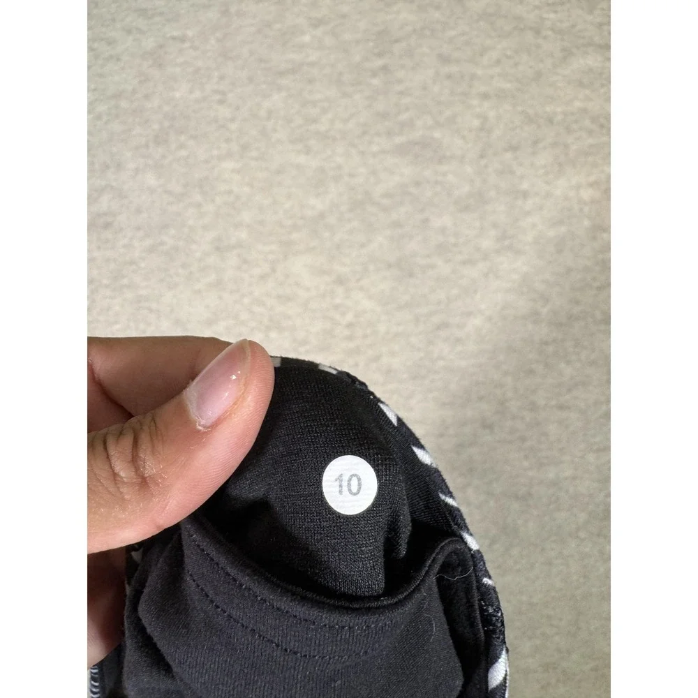 Lululemon Leggings Womens‎ 10 Black Ankle Mid Rise Yoga Gym Print Waistband